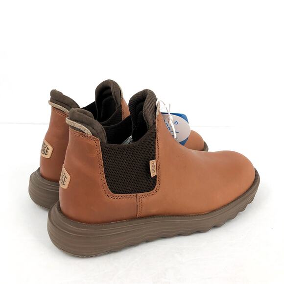 HEY DUDE Womens Branson Ankle Boots US 6 Cognac Leather Pull-On NIB - Picture 9 of 13